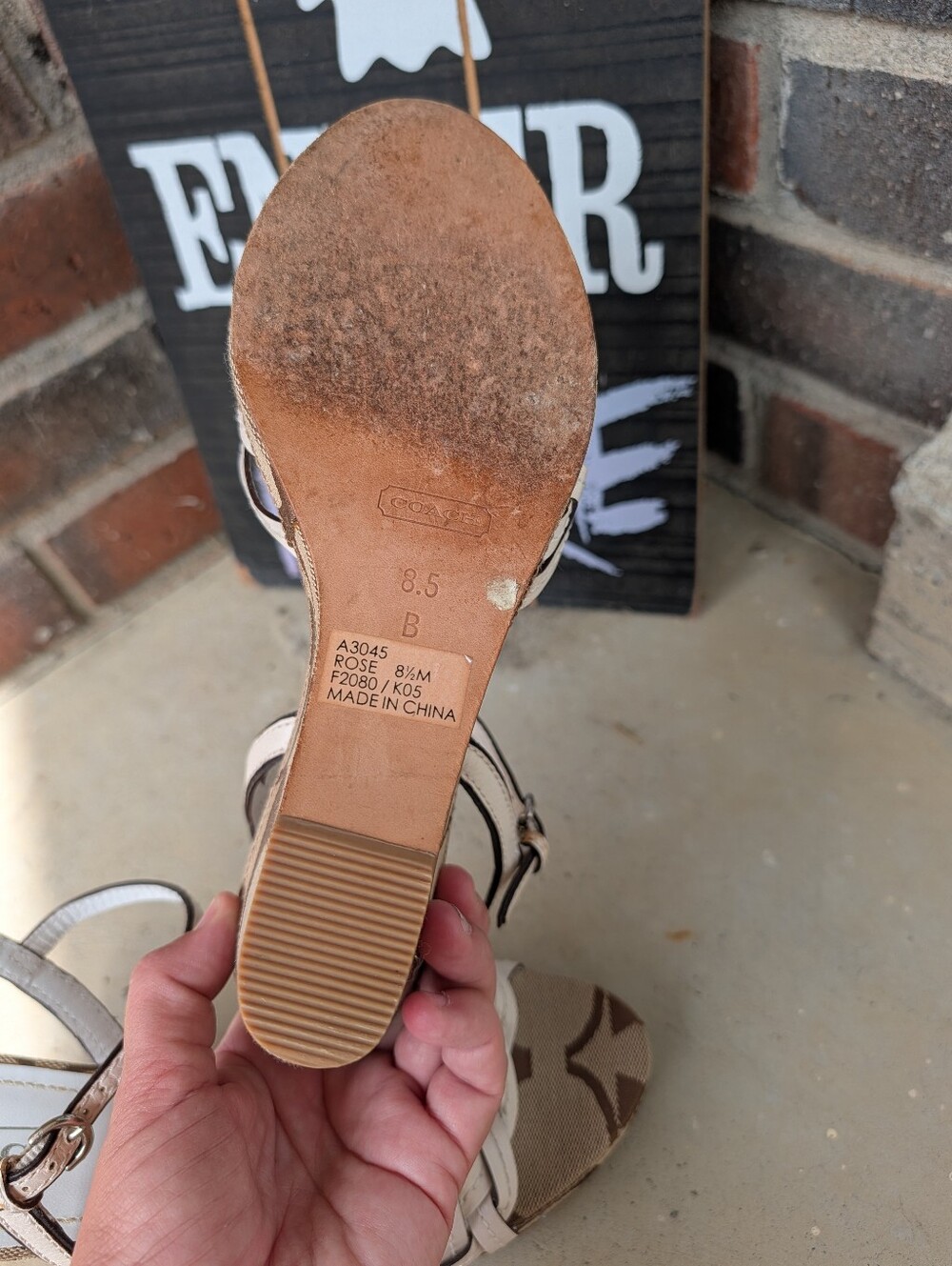 🍁 Vintage Y2K Coach Rose Genuine Leather Signature Canvas Braided Wedge Sandals - Picture 13 of 15